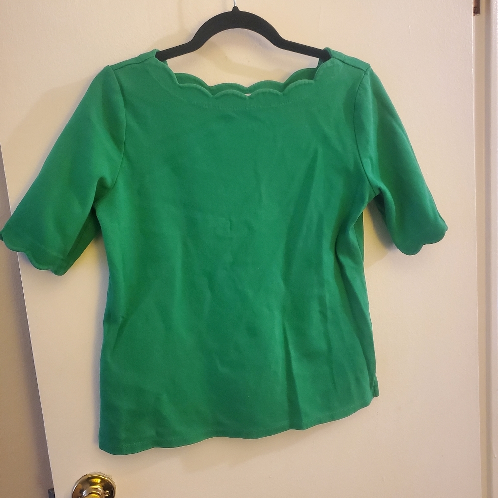 Green work shirt blouse